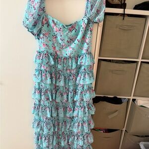 Wayf Aqua Floral Dress
